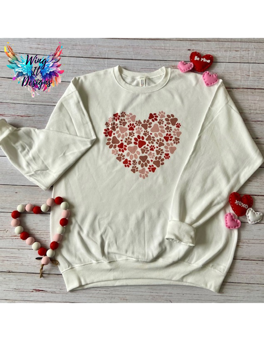 Paw Print Heart Shaped Sweatshirt