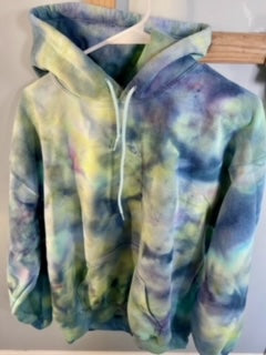 Green and Blue Tie Dye Hoodie- Size L