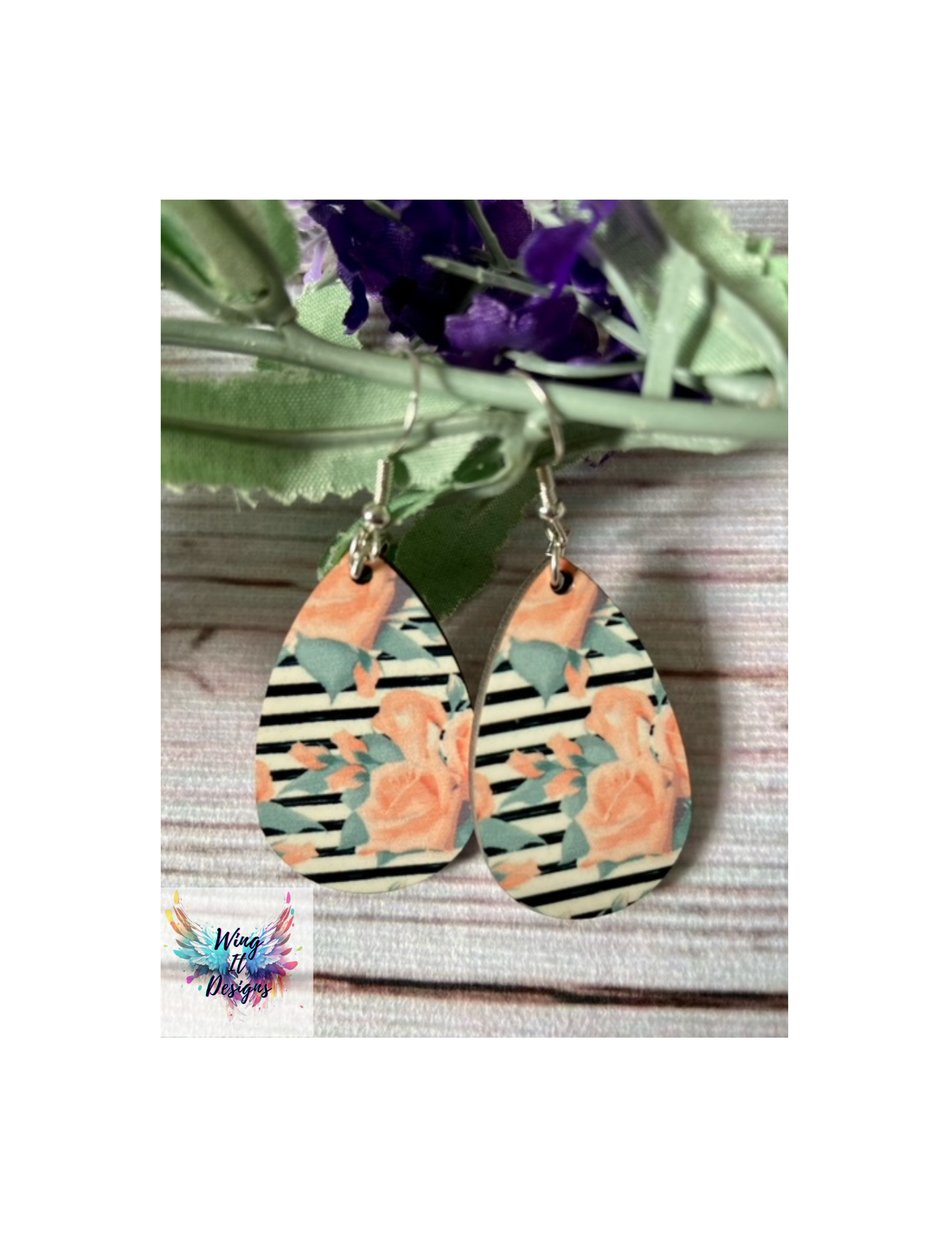 Flower and Stripes Earrings